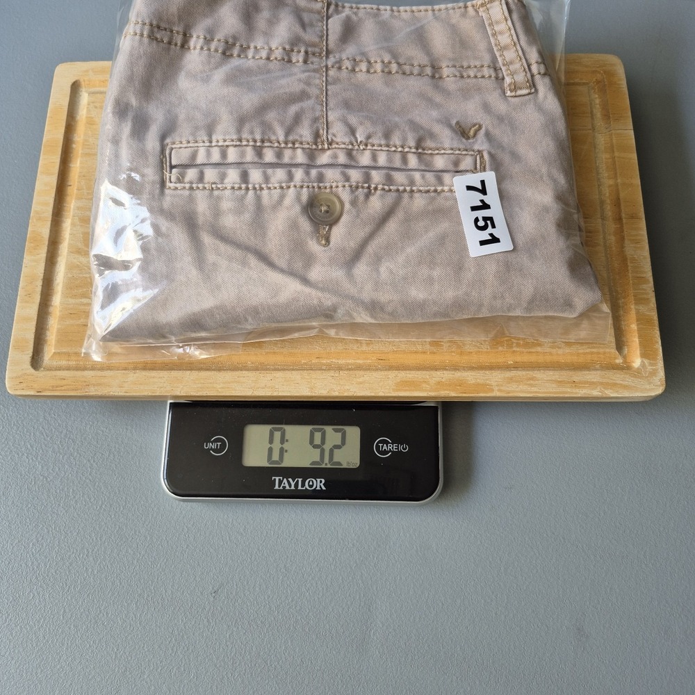 Y2K American Eagle Shorts Womens 12 Khaki Tan Shortie Micro Mini Bootie Preppy - Picture 9 of 9